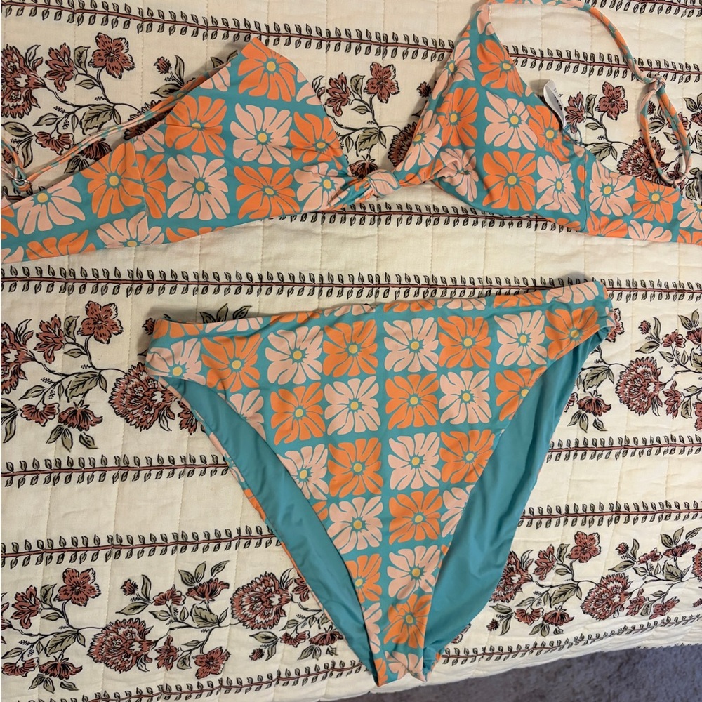 Dippin' Daisy's Orange and Teal Floral Bikini